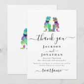 Dinosaur Two Grooms Gay Wedding Thank You Bedankkaart (Voorkant / Achterkant)