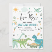 Dinosaur Two Rex 2de verjaardag Kaart (Voorkant)