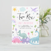 Dinosaur Two Rex 2de verjaardag Kaart (Staand voorkant)