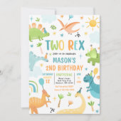 Dinosaur Two Rex 2de verjaardag Kaart (Voorkant)