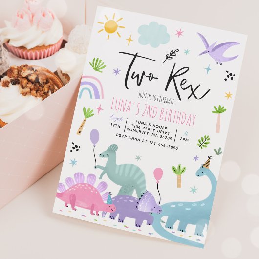 Dinosaur Two Rex 2de verjaardag Kaart