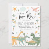 Dinosaur Two Rex 2de verjaardag Kaart (Voorkant)
