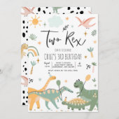 Dinosaur Two Rex 2de verjaardag Kaart (Voorkant / Achterkant)