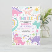 Dinosaur Two Rex 2de verjaardag Kaart (Staand voorkant)