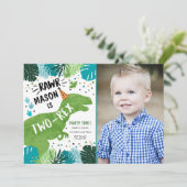 Dinosaur Two-Rex T-Rex RAWR 2e verjaardag Kaart (Staand voorkant)