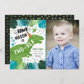 Dinosaur Two-Rex T-Rex RAWR 2e verjaardag Kaart (Voorkant / Achterkant)