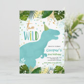 Dinosaur Two Wild Birthday Boy Dinosaur Birthday Kaart (Staand voorkant)