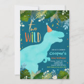 Dinosaur Two Wild Birthday Boy Dinosaur Birthday Kaart (Voorkant)