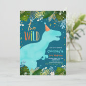 Dinosaur Two Wild Birthday Boy Dinosaur Birthday Kaart (Staand voorkant)