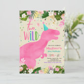 Dinosaur Two Wild Birthday Pink Dinosaur Birthday Kaart (Staand voorkant)
