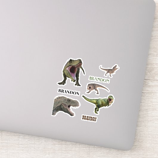 Dinosaur Tyrannosaurs T-rex Naam monogram Sticker (Detail)