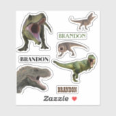 Dinosaur Tyrannosaurs T-rex Naam monogram Sticker (Vel)