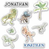 Dinosaur Tyrannosaurs T-rex Raptor Waterverf Sticker (Voorkant)