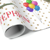 Dinosaur Tyrannosaurus Birthday Persoonlijke benam Cadeaupapier (Rol Hoek)