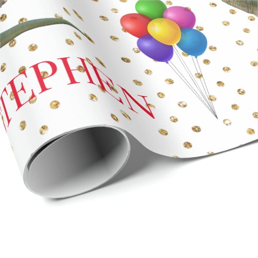 Dinosaur Tyrannosaurus Birthday Persoonlijke benam Cadeaupapier (Rol Hoek)