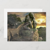 Dinosaur Tyrannosaurus Gorilla Fantasy Scene Briefkaart (Voorkant / Achterkant)