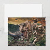 Dinosaur Tyrannosaurus Gorilla Velociraptor Briefkaart (Voorkant / Achterkant)