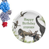 Dinosaur Tyrannosaurus Raptor Happy Birthday Papieren Bordje