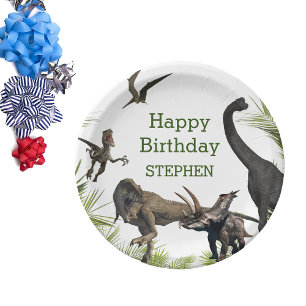 Dinosaur Tyrannosaurus Raptor Happy Birthday Papieren Bordje