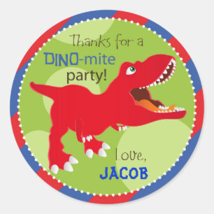 Dinosaur Tyrannosaurus Rex Birthday Cupcake Topper Ronde Sticker