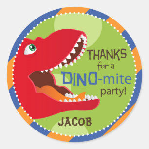 Dinosaur Tyrannosaurus Rex Birthday Cupcake Topper Ronde Sticker