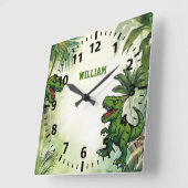 Dinosaur Tyrannosaurus Rex oerwoud Vierkante Klok (Hoek)