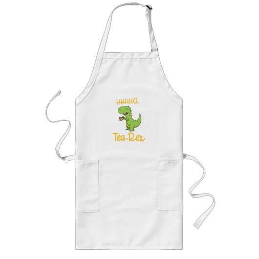 Dinosaur Tyrannosaurus Rex T-Rex Tea Drinker Lang Schort (Voorkant)