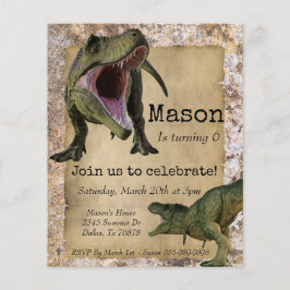 Dinosaur Tyrannosaurus T-Rex Child Birthday Invita Flyer