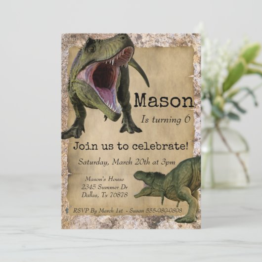 Dinosaur Tyrannosaurus T-Rex Child Birthday Kaart (Staand voorkant)