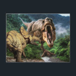 Dinosaur Tyrannosaurus Triceratops Attack Briefkaa Briefkaart<br><div class="desc">Dit ontwerp kan worden gepersonaliseerd door de Edit optie van het Ontwerp te kiezen. Je kunt ook overdragen naar andere objecten. Neem contact met me op via colorflowcreations@gmail.com of gebruik de chatoptie bovenaan de pagina als u dit ontwerp op een ander product wilt plaatsen of hulp nodig hebt. Bekijk meer...</div>