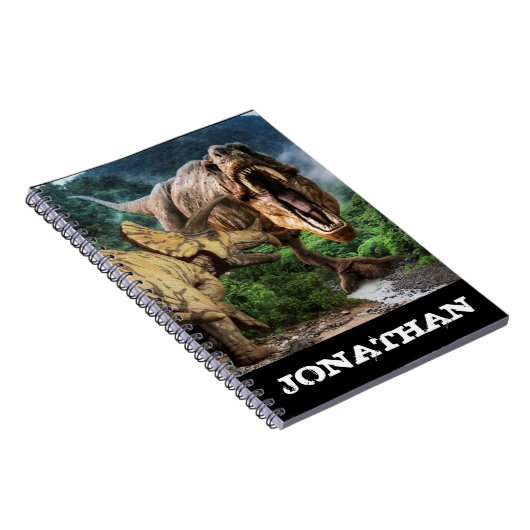 Dinosaur Tyrannosaurus Triceratops Attack Notitieboek (Rechterzijde)