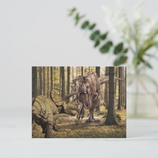 Dinosaur Tyrannosaurus Triceratops Briefkaart (Staand voorkant)
