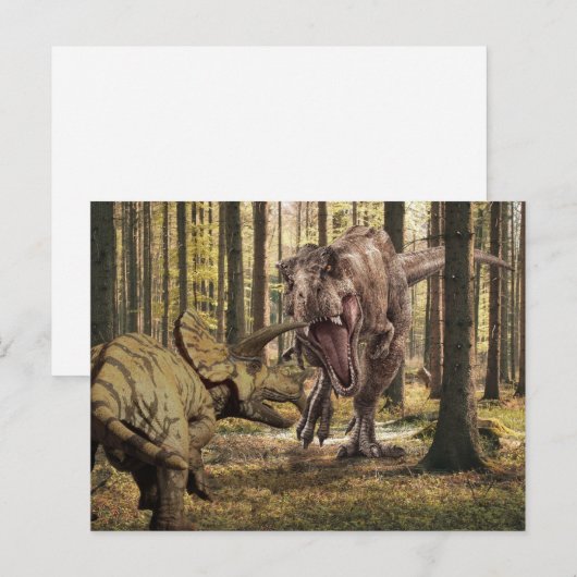 Dinosaur Tyrannosaurus Triceratops Briefkaart (Voorkant / Achterkant)