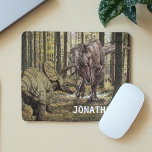 Dinosaur Tyrannosaurus Triceratops Personalizeerd Muismat<br><div class="desc">Dit ontwerp kan worden gepersonaliseerd door de Edit optie van het Ontwerp te kiezen. Je kunt ook overdragen naar andere objecten. Neem contact met me op via colorflowcreations@gmail.com of gebruik de chatoptie bovenaan de pagina als u dit ontwerp op een ander product wilt plaatsen of hulp nodig hebt. Bekijk meer...</div>