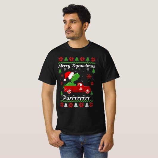 dinosaur tyrannosaurus Ugly KerstSweater T-shirt (Voorkant volledig)
