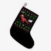 Dinosaur Ugly Christmas Sweater Dino T-rex Kleine Kerstsok (Voorkant (Hangend))