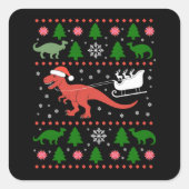 Dinosaur Ugly Christmas Sweater Dino T-rex  Vierkante Sticker (Voorkant)