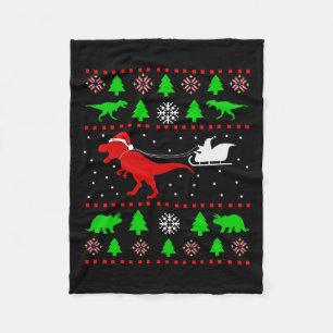 Dinosaur Ugly Christmas voor Volwassenen Kinder Fleece Deken