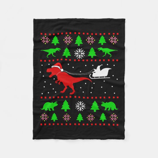 Dinosaur Ugly Christmas voor Volwassenen Kinder Fleece Deken (Voorkant)