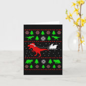 Dinosaur Ugly Christmas voor Volwassenen Kinder Kaart (Gele Bloem)