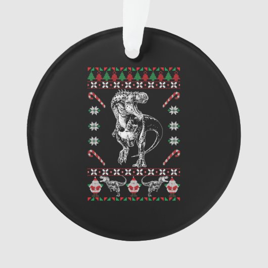 Dinosaur Ugly KerstSweater Funny Holiday Ornament (voorkant)