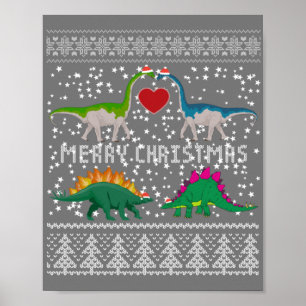 Dinosaur Ugly KerstSweater Funny Xmas Gift Poster