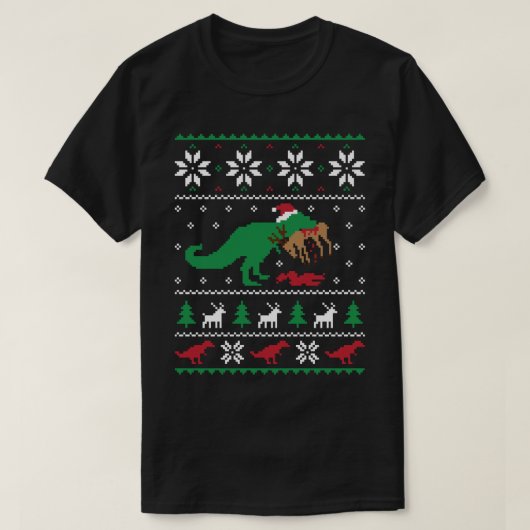 Dinosaur Ugly KerstSweater - Grappig kerstfeest T-shirt (Design voorkant)