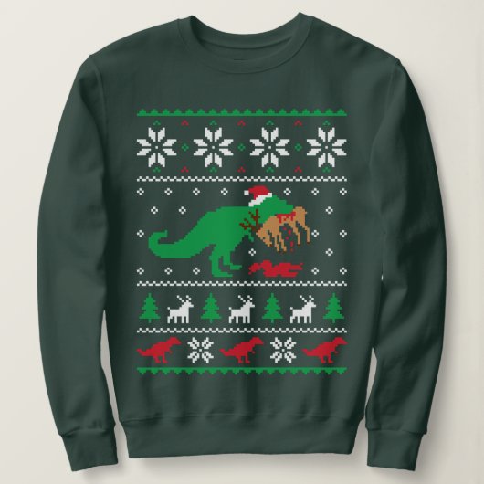 Dinosaur Ugly KerstSweater - Grappig kerstfeest Trui (Design voorkant)