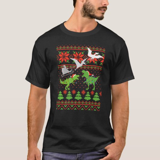 Dinosaur Ugly KerstSweater voor kinderen T-shirt (Voorkant)