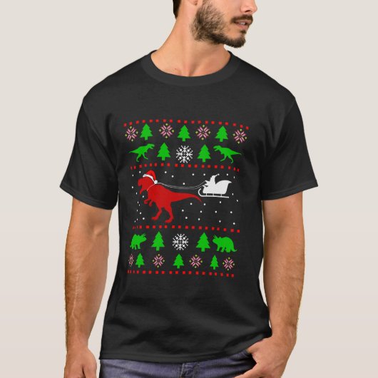 Dinosaur Ugly KerstSweater voor volwassenen kinder T-shirt (Voorkant)