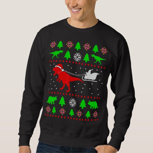 Dinosaur Ugly KerstSweater voor volwassenen kinder Trui (Voorkant)