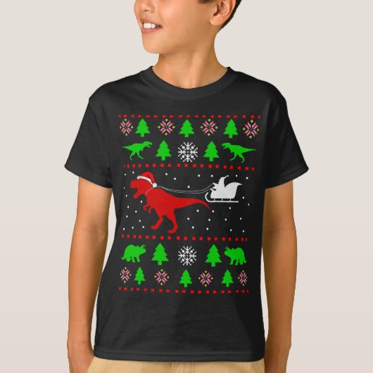 Dinosaur Ugly KerstSweater voor volwassenen T-shirt (Voorkant)