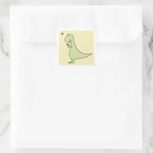 Dinosaur uit liefde vierkante sticker (Tas)