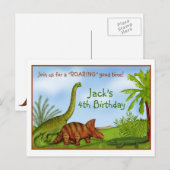 Dinosaur Uitnodiging Briefkaart (Voorkant / Achterkant)